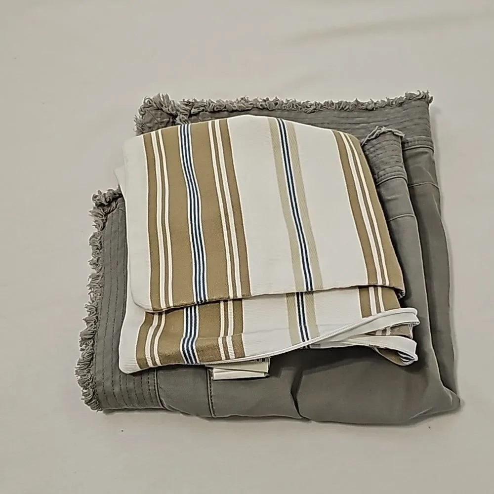 - 2 Pottery barn striped/gray pillow cases